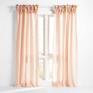 (2) Crate&Barrel Crate&kids Pink Tie Muslin Curtain Panels